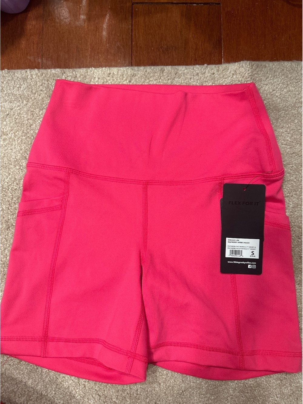 (5)90 Degree by Reflex Wonderlink Tribeca 5" Short Raspberry Sorbet Black Size S
